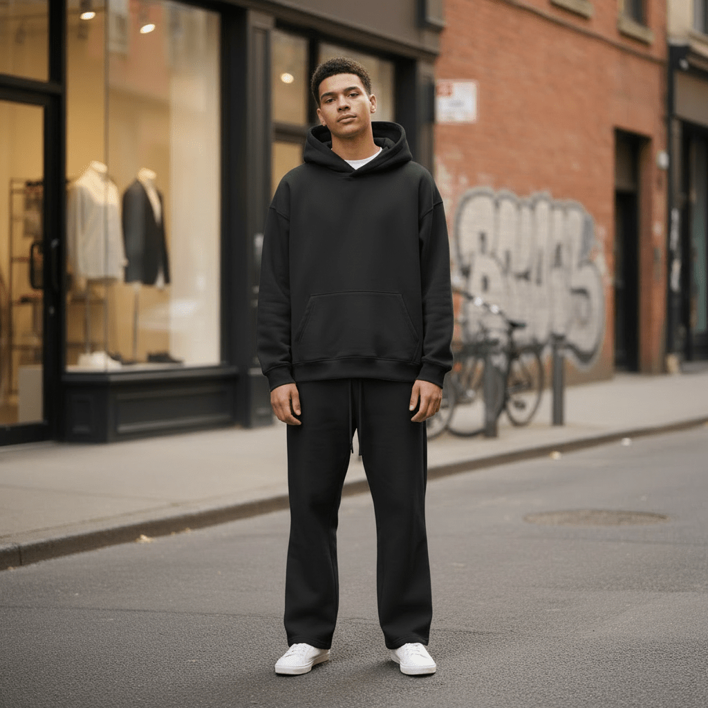 Oversized Hoodie & Jogger Set – Schwarz - Elevé